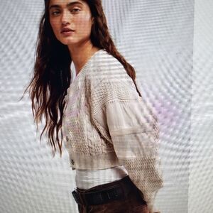 Free People Heritage Cardi Size Medium Color Crystal Grey